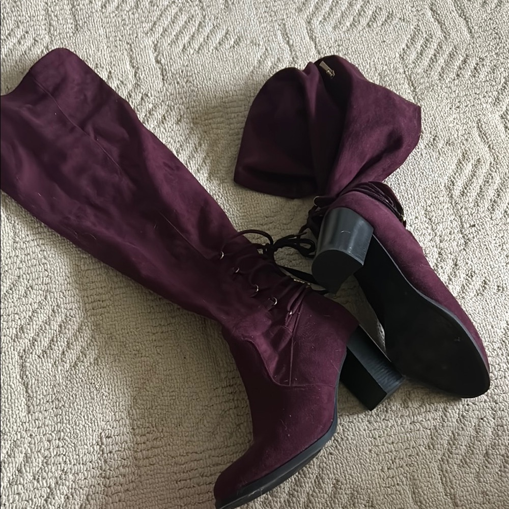 Women's Burgundy Knee-High Boots